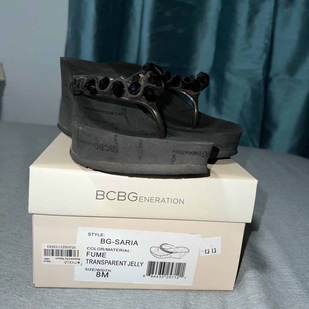 BCBG Generation black platform sandals, size 8, used